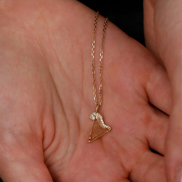  Ornate Harp Pendant S925 Sterling Silver Necklace - friendship necklace gift from Bestie Keepsake