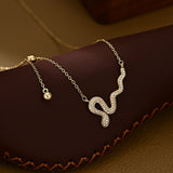  Ornate Pave Snake Necklace - friendship necklace gift from Bestie Keepsake