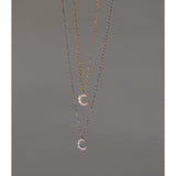  Sparkling Pave Crescent Moon Necklace in Sterling Silver - friendship necklace gift from Bestie Keepsake