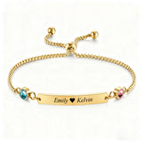  Birthstone Bar Adjustable Bracelet Stainless Steel - friendship necklace gift from Bestie Keepsake