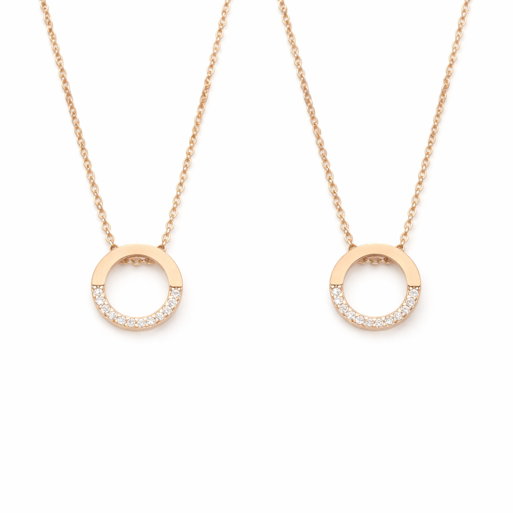  Pavé Open Circle Pendant Necklace in Alloy - friendship necklace gift from Bestie Keepsake