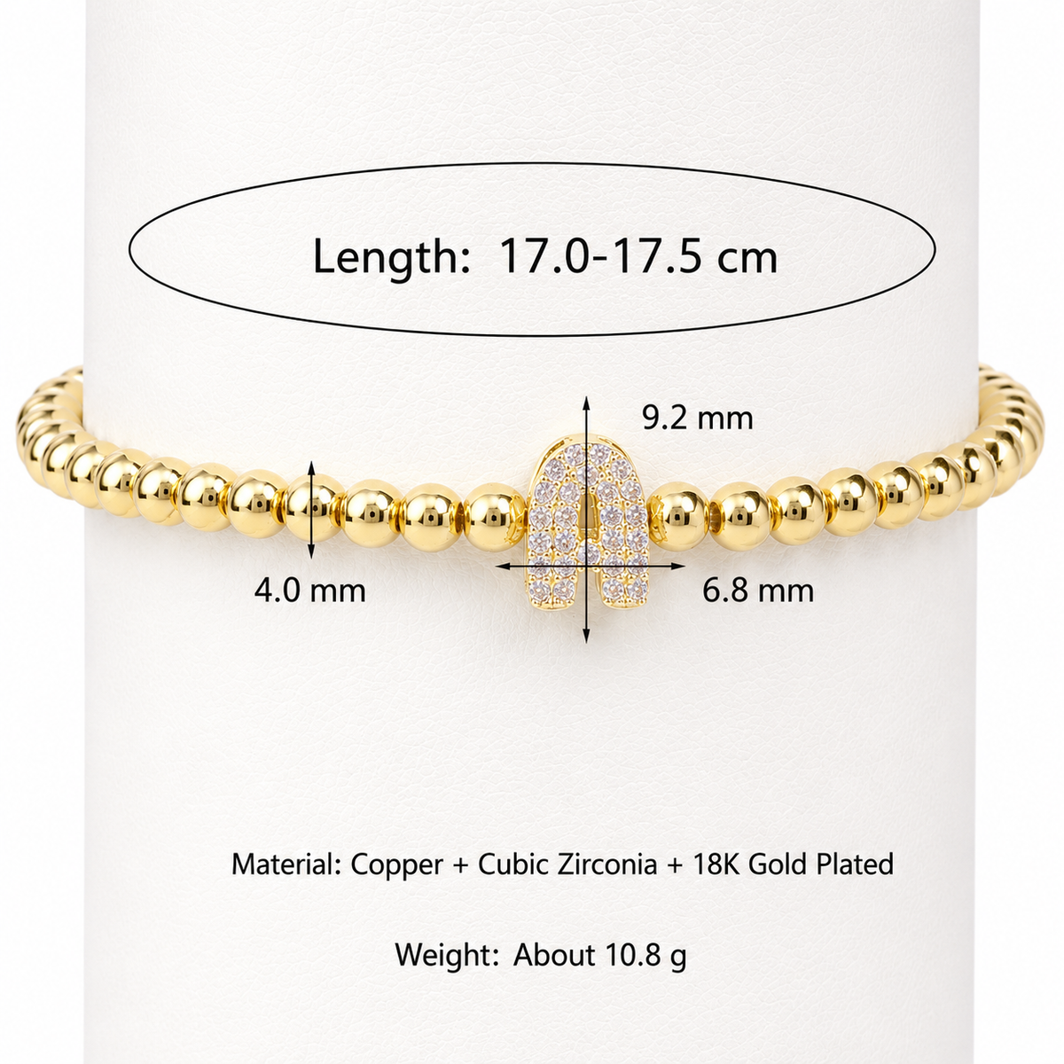  Initial Pavé Bubble Letter Beaded Bracelet - friendship necklace gift from Bestie Keepsake