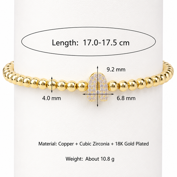  Initial Pavé Bubble Letter Beaded Bracelet - friendship necklace gift from Bestie Keepsake