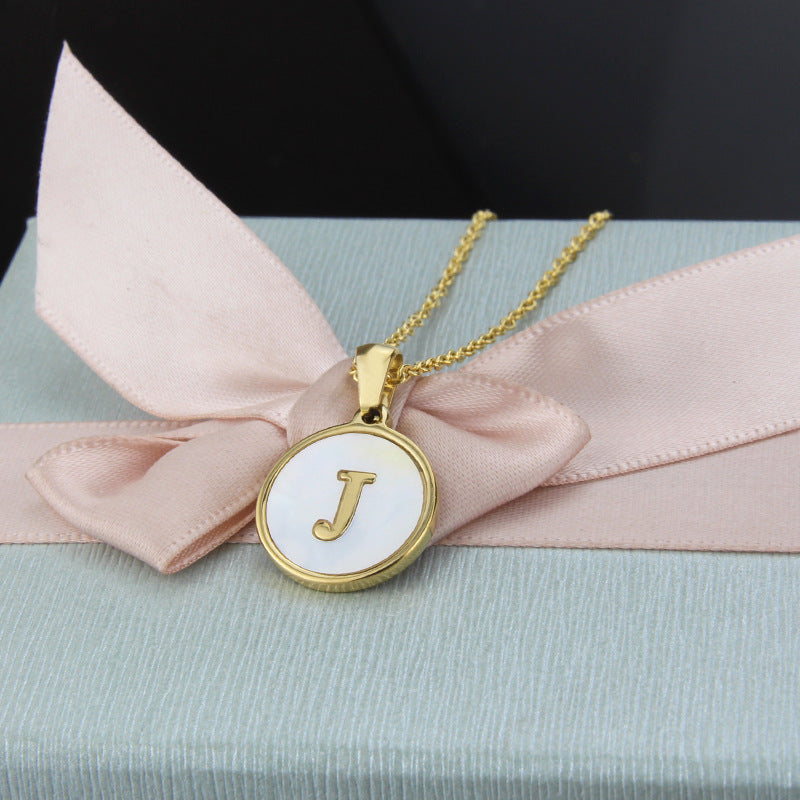  Initial Medallion Shell Pendant Necklace - friendship necklace gift from Bestie Keepsake