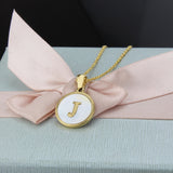  Initial Medallion Shell Pendant Necklace - friendship necklace gift from Bestie Keepsake