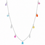  Rainbow CZ Charm Station Jewelry 18K Gold Plated - friendship necklace gift from Bestie Keepsake