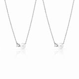  Dainty Pearl & Zirconia 925 Sterling Silver Necklace - friendship necklace gift from Bestie Keepsake