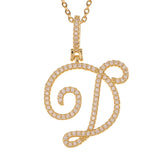  Cursive Pave Initial Pendant Necklace - friendship necklace gift from Bestie Keepsake