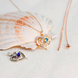  Dainty Dual Birthstone Heart Necklace - friendship necklace gift from Bestie Keepsake