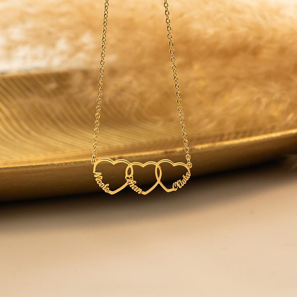  Interlocked Heart Name Necklace in Stainless Steel - friendship necklace gift from Bestie Keepsake