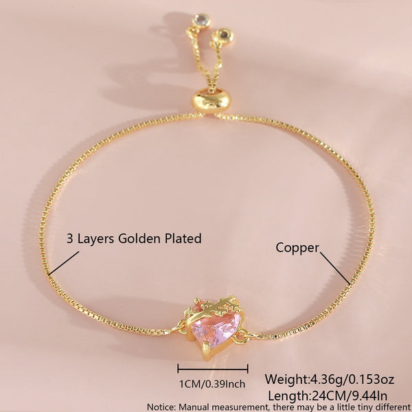  Ornate Pink Heart Slider Bracelet - friendship necklace gift from Bestie Keepsake