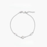  Dainty Initial & Heart Stone Bracelet in 18K Gold Plated S925 Silver - friendship necklace gift from Bestie Keepsake