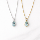  Teardrop Sky Blue Topaz Necklace S925 Sterling Silver - friendship necklace gift from Bestie Keepsake