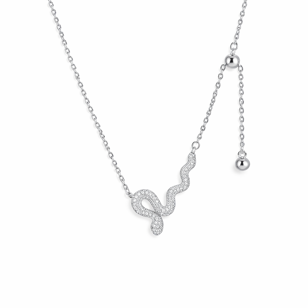  Ornate Pave Snake Necklace - friendship necklace gift from Bestie Keepsake