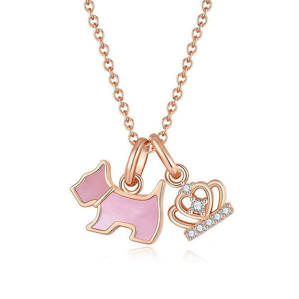  Playful Scottie Dog Charm Necklace in 18K Rose Gold over Sterling Silver - friendship necklace gift from Bestie Keepsake