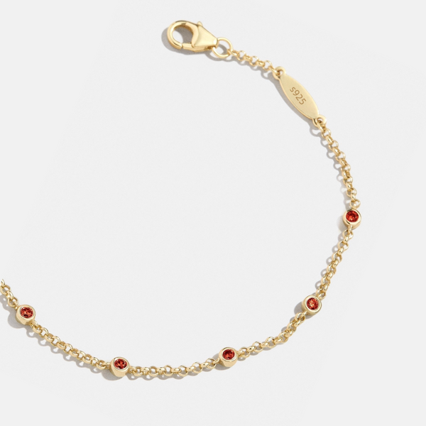  Dainty Birthstone Bezel Bracelet in 18K Gold Plated Sterling Silver - friendship necklace gift from Bestie Keepsake