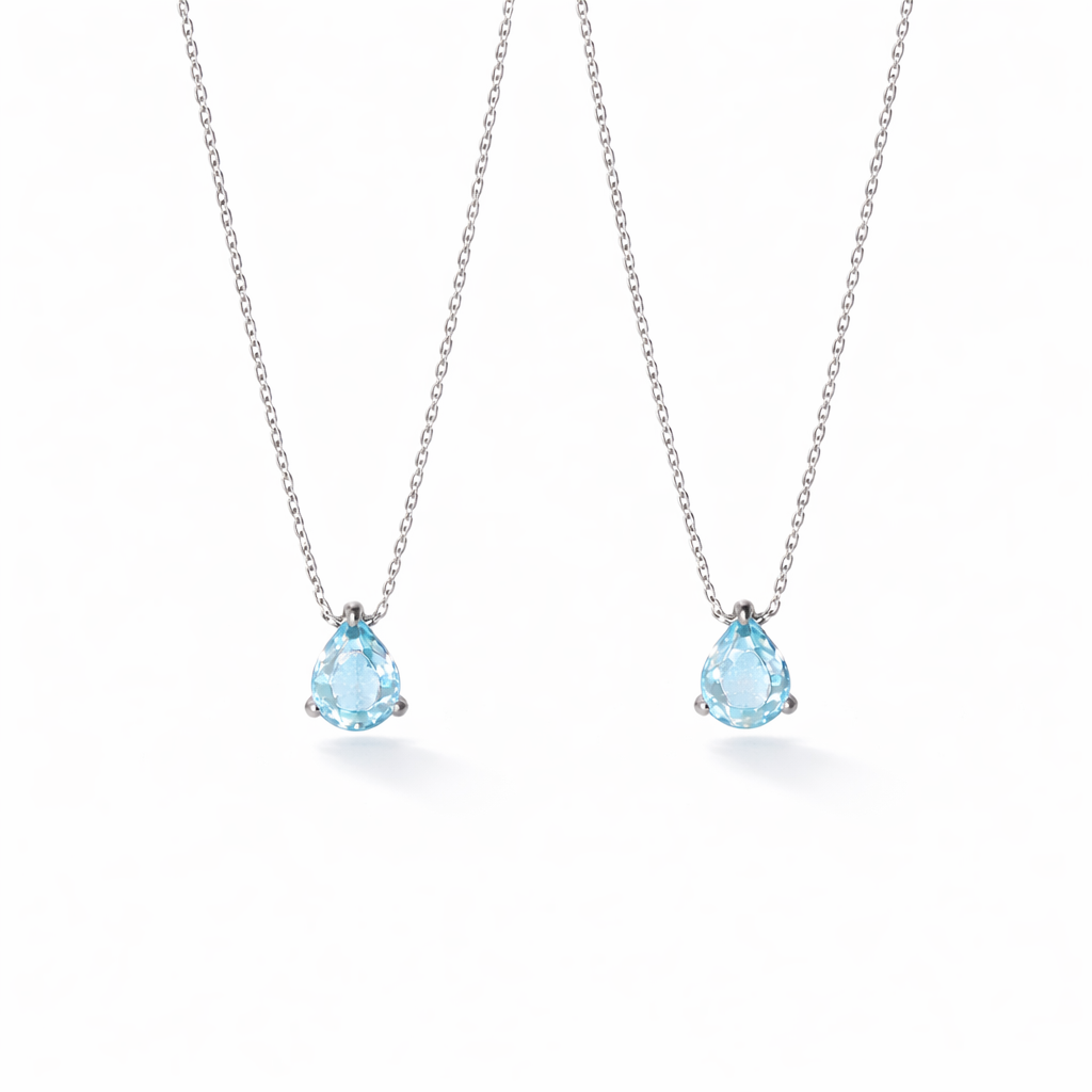  Teardrop Zircon Necklace in Sterling Silver - friendship necklace gift from Bestie Keepsake
