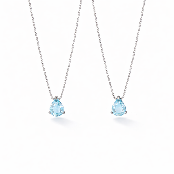  Teardrop Zircon Necklace in Sterling Silver - friendship necklace gift from Bestie Keepsake