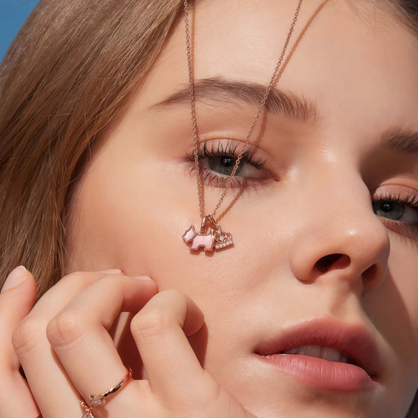  Playful Scottie Dog Charm Necklace in 18K Rose Gold over Sterling Silver - friendship necklace gift from Bestie Keepsake