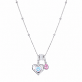  Heart & Baguette Crystal Teardrop Necklace - friendship necklace gift from Bestie Keepsake