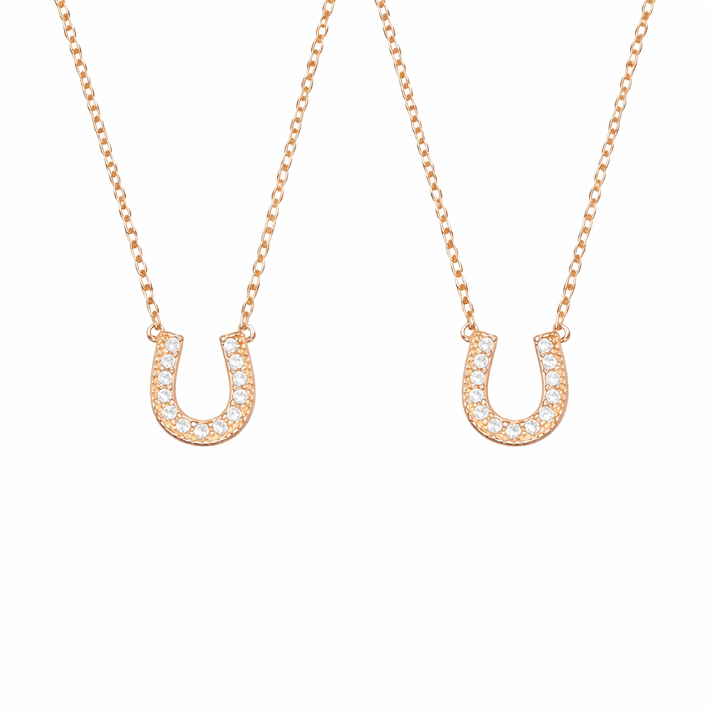  Pavé Horseshoe Pendant Necklace in Sterling Silver - friendship necklace gift from Bestie Keepsake