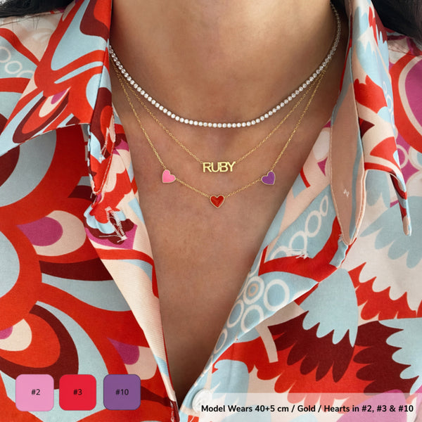  Enamel Heart Charm Necklace S925 Silver - friendship necklace gift from Bestie Keepsake