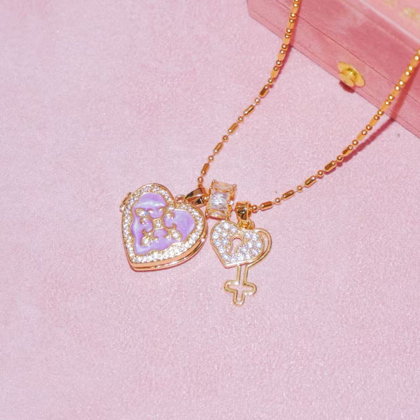  Ornate Heart Locket Pendant Necklace - friendship necklace gift from Bestie Keepsake