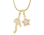  Pave Initial and Star Charm Necklace in 18K Gold Plated Brass - friendship necklace gift from Bestie Keepsake