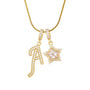  Pave Initial and Star Charm Necklace in 18K Gold Plated Brass - friendship necklace gift from Bestie Keepsake
