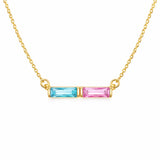  Baguette Birthstone Bar Necklace Stainless Steel - friendship necklace gift from Bestie Keepsake