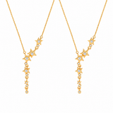  Asymmetrical Star Charm Y-Necklace with Cubic Zirconia - friendship necklace gift from Bestie Keepsake