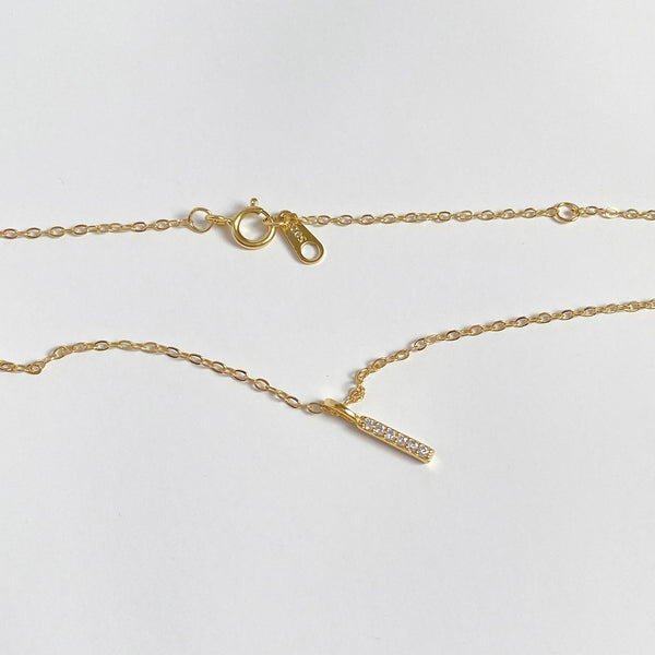  Pave Slender Bar Necklace in 925 Sterling Silver - friendship necklace gift from Bestie Keepsake