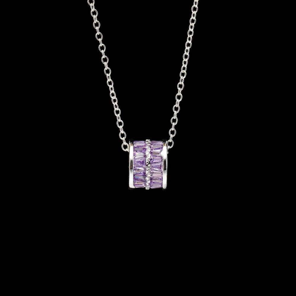 Ornate Pave Zircon Cylinder Pendant Necklace - friendship necklace gift from Bestie Keepsake