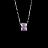  Ornate Pave Zircon Cylinder Pendant Necklace - friendship necklace gift from Bestie Keepsake