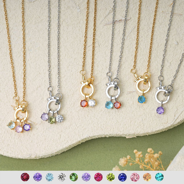  Birthstone Charm Toggle Necklace with 18K Gold Finish - friendship necklace gift from Bestie Keepsake
