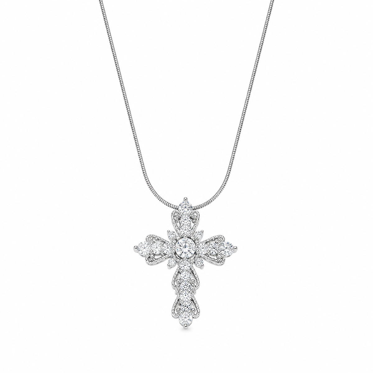  Ornate Zirconia Cross Pendant Necklace - friendship necklace gift from Bestie Keepsake