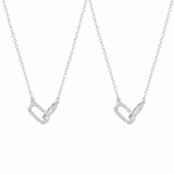  Pave Interlocking Paperclip Link Necklace - friendship necklace gift from Bestie Keepsake