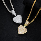 Iced Baguette Heart Pendant Necklace in Copper - friendship necklace gift from Bestie Keepsake