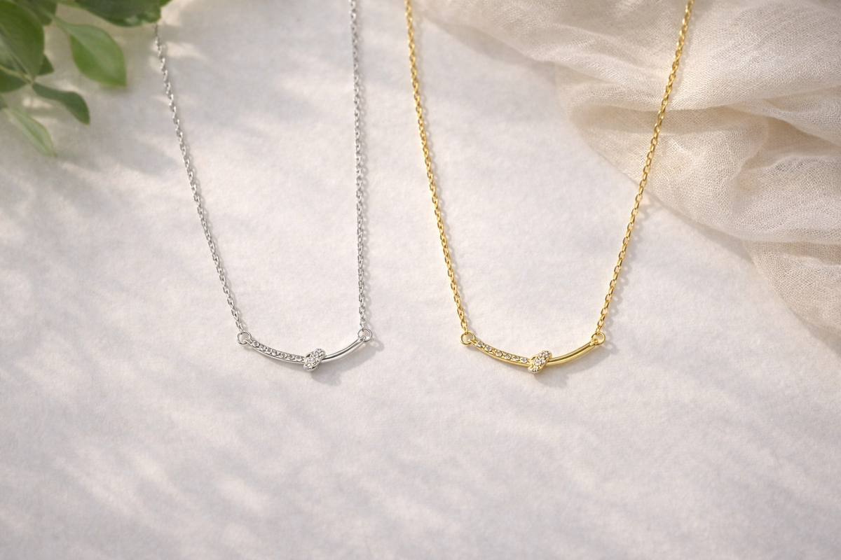  Dainty Twisted Bar Necklace in S925 Sterling Silver - friendship necklace gift from Bestie Keepsake