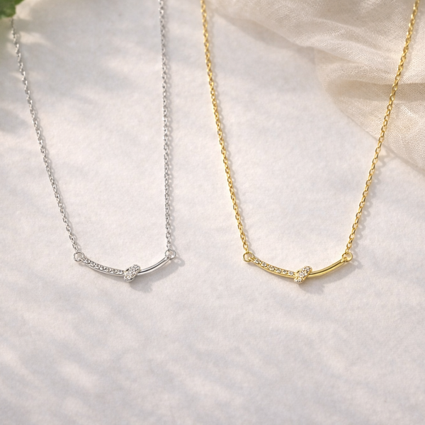  Dainty Twisted Bar Necklace in S925 Sterling Silver - friendship necklace gift from Bestie Keepsake