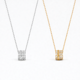  Ornate Cylinder Zirconia Pendant Necklace - friendship necklace gift from Bestie Keepsake