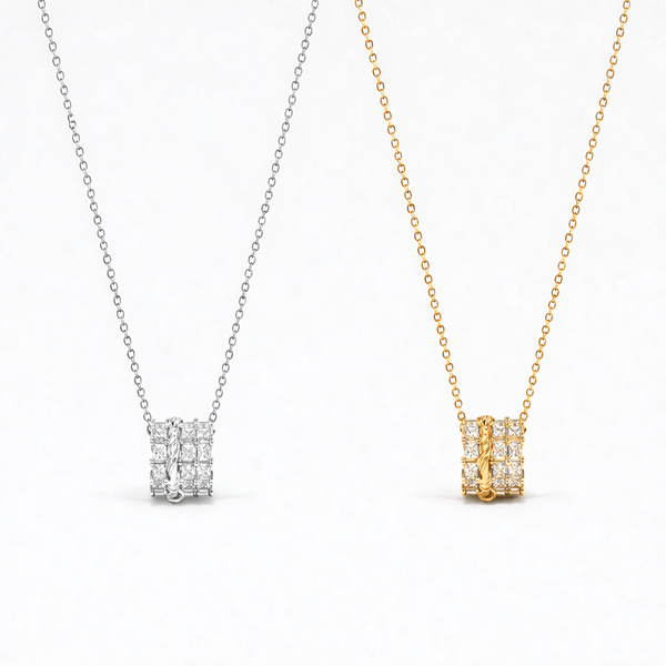  Ornate Cylinder Zirconia Pendant Necklace - friendship necklace gift from Bestie Keepsake