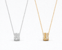  Ornate Cylinder Zirconia Pendant Necklace - friendship necklace gift from Bestie Keepsake