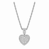  Iced Baguette Heart Pendant Necklace in Copper - friendship necklace gift from Bestie Keepsake