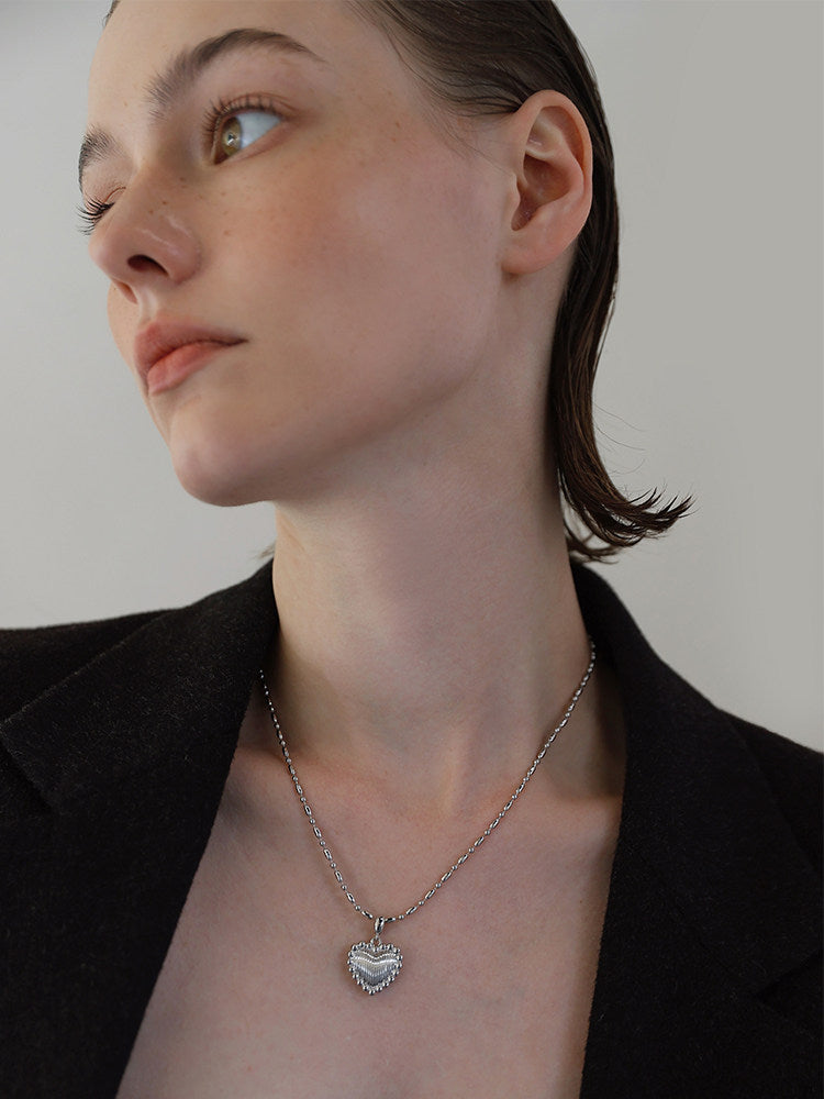  Ornate Textured Heart Pendant Necklace in 18K Gold Plated Brass - friendship necklace gift from Bestie Keepsake