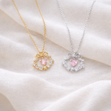  Sparkling Ribbon Heart Wreath Necklace - friendship necklace gift from Bestie Keepsake