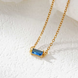  Baguette Cut Birthstone Necklace Stainless Steel - friendship necklace gift from Bestie Keepsake
