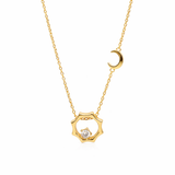  Celestial Sun and Moon Octagon Necklace Sterling Silver - friendship necklace gift from Bestie Keepsake