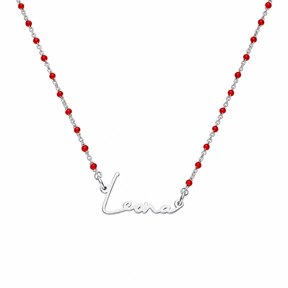  Script Name Beaded Rosary Necklace in Stainless Steel - friendship necklace gift from Bestie Keepsake