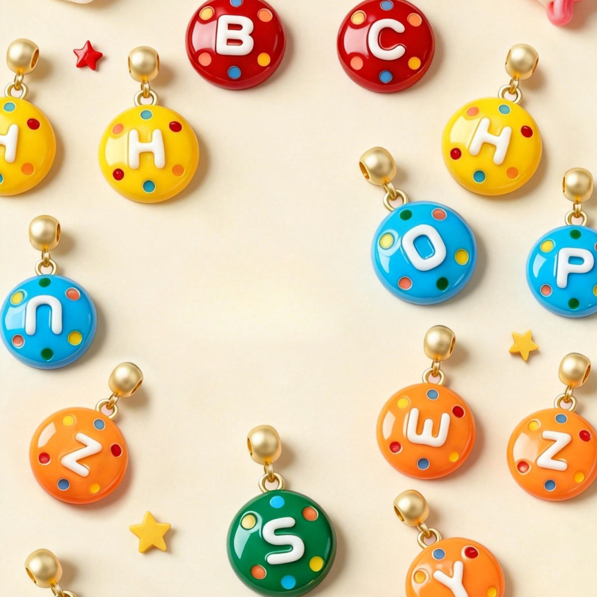  Colorful Enamel Initial Charm Necklace in Gold-Plated Brass - friendship necklace gift from Bestie Keepsake